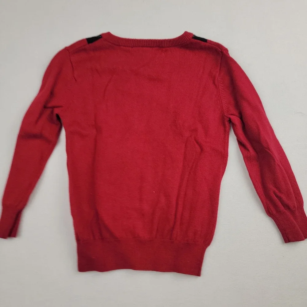 The Children's Place Kids Red Argyle V-Neck Long Sleeve Knit Sweater 3T